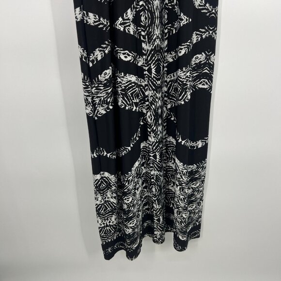 Bisou Bisou Maxi Dress Black Printed Sleeveless Stretch - Picture 9 of 10